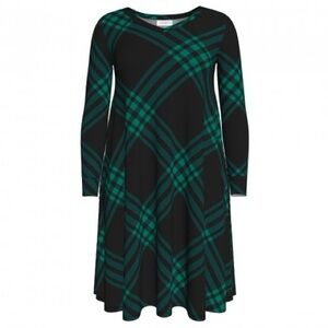 LuLaRoe Emily Swing Dress Plaid Long Sleeve Size Large